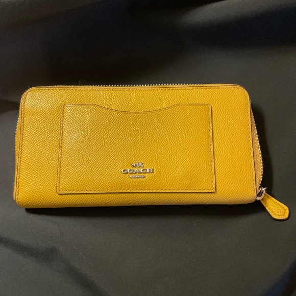 Coach Accordion Zip Wallet in Mustard Yellow - Picture 1 of 9